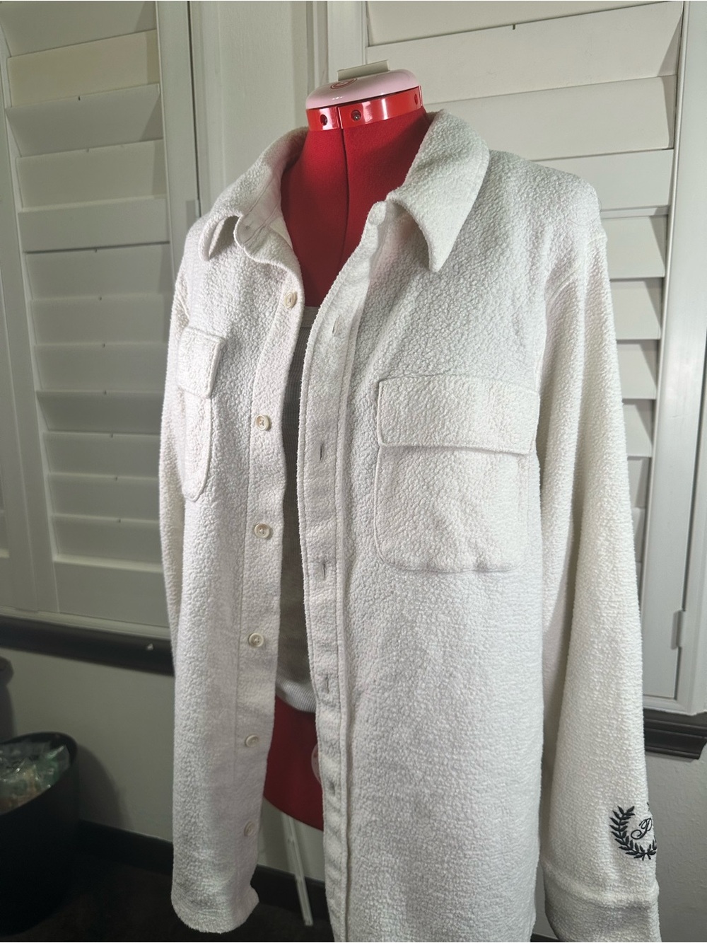 PINK Victoria's Secret Cream Bouclé Shacket with Chest Pockets